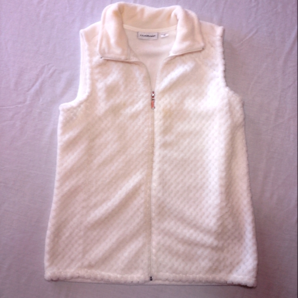 I.B. Diffusion White Textured Full Zip Fleece Vest